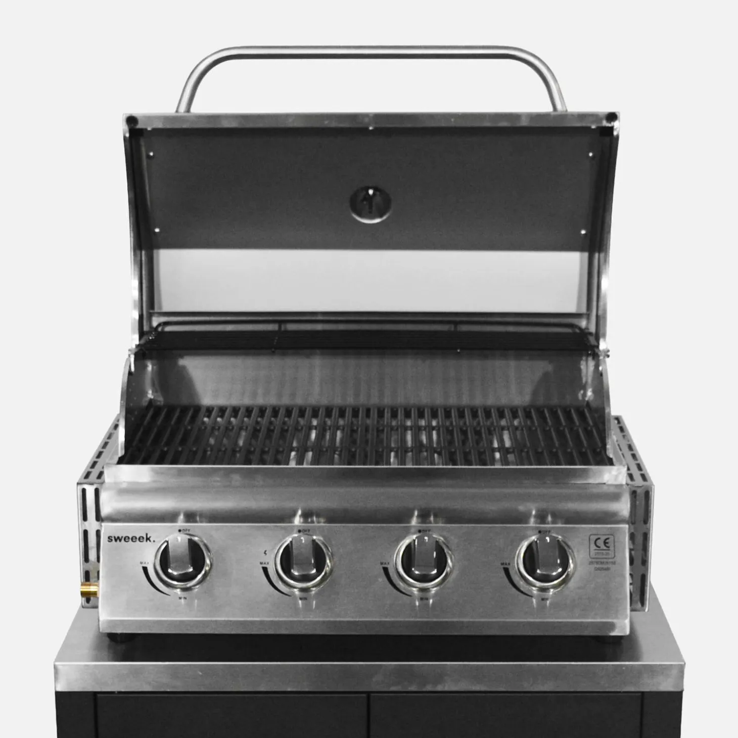 Churrasqueira a gás de 4 queimadores + cozinha externa em aço, 80cm
