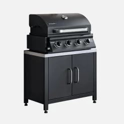 Churrasqueira a gás de 4 queimadores + cozinha externa em aço, 80cm