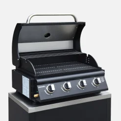 Churrasqueira a gás de 4 queimadores + cozinha externa em aço, 80cm