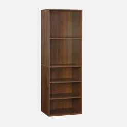 Closet modular com acabamento em madeira de 4 módulos