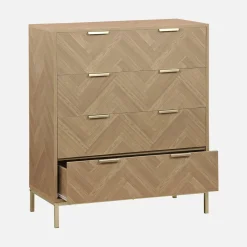 Cómoda chevron de 4 gavetas