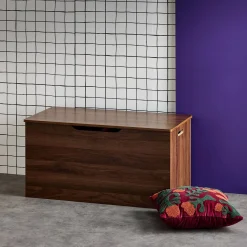 Cómoda com banco, cabeceira da cama, decoração em madeira de nogueira
