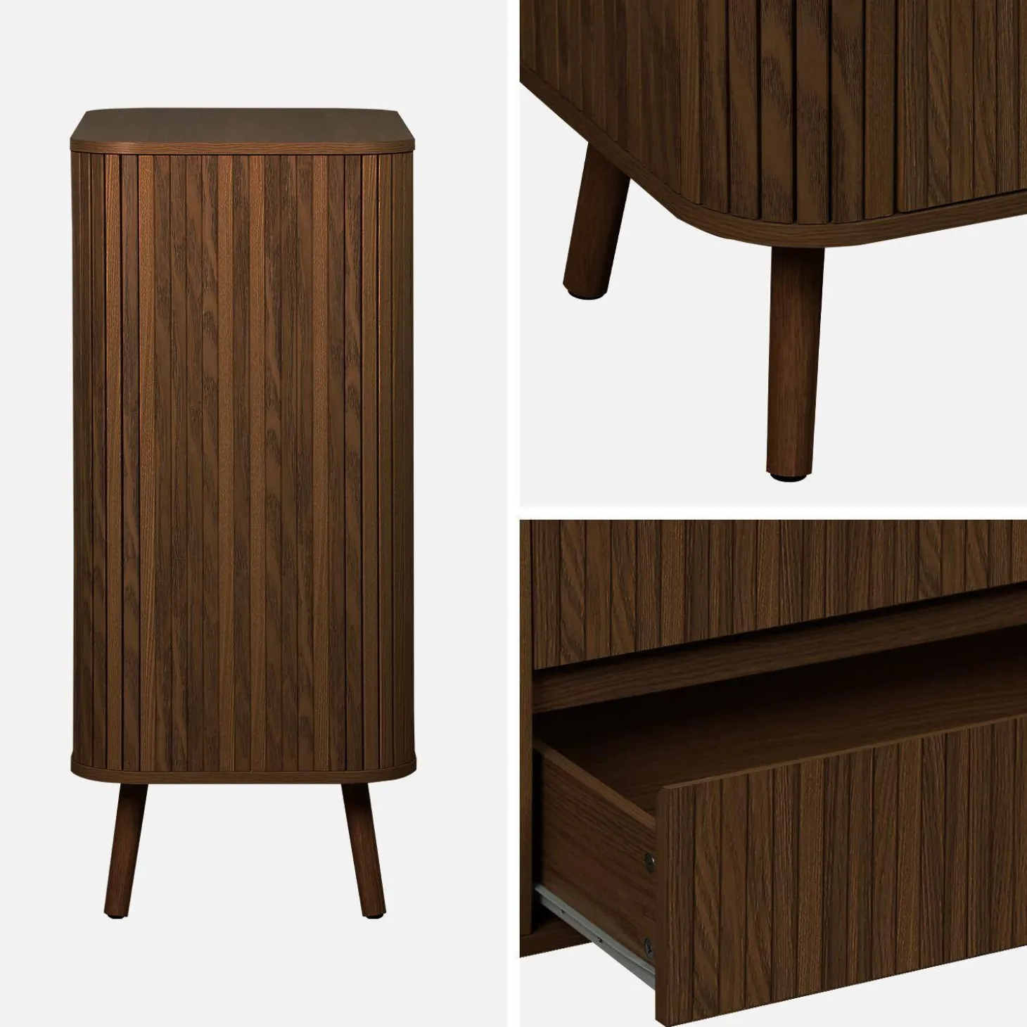 Cômoda com decoração estriada 4 gavetas
