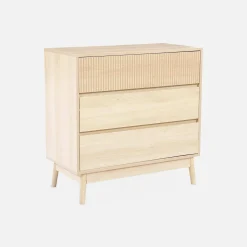 Cómoda com efeito de madeira, 3 gavetas