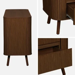 Cómoda de 6 gavetas, decoração estriada natural