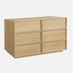 Cômoda efeito madeira 6 gavetas, 120cm