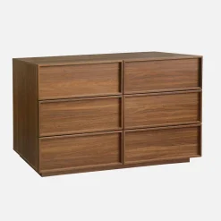 Cômoda efeito madeira 6 gavetas, 120cm