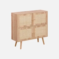 Cómoda para crianças com efeito de madeira, 4 portas