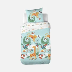 Completo de cama de algodão reversível estampado savana / arco-íris, 140 cm