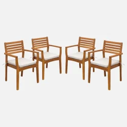 Conjunto de 4 cadeiras de jardim em madeira de acácia