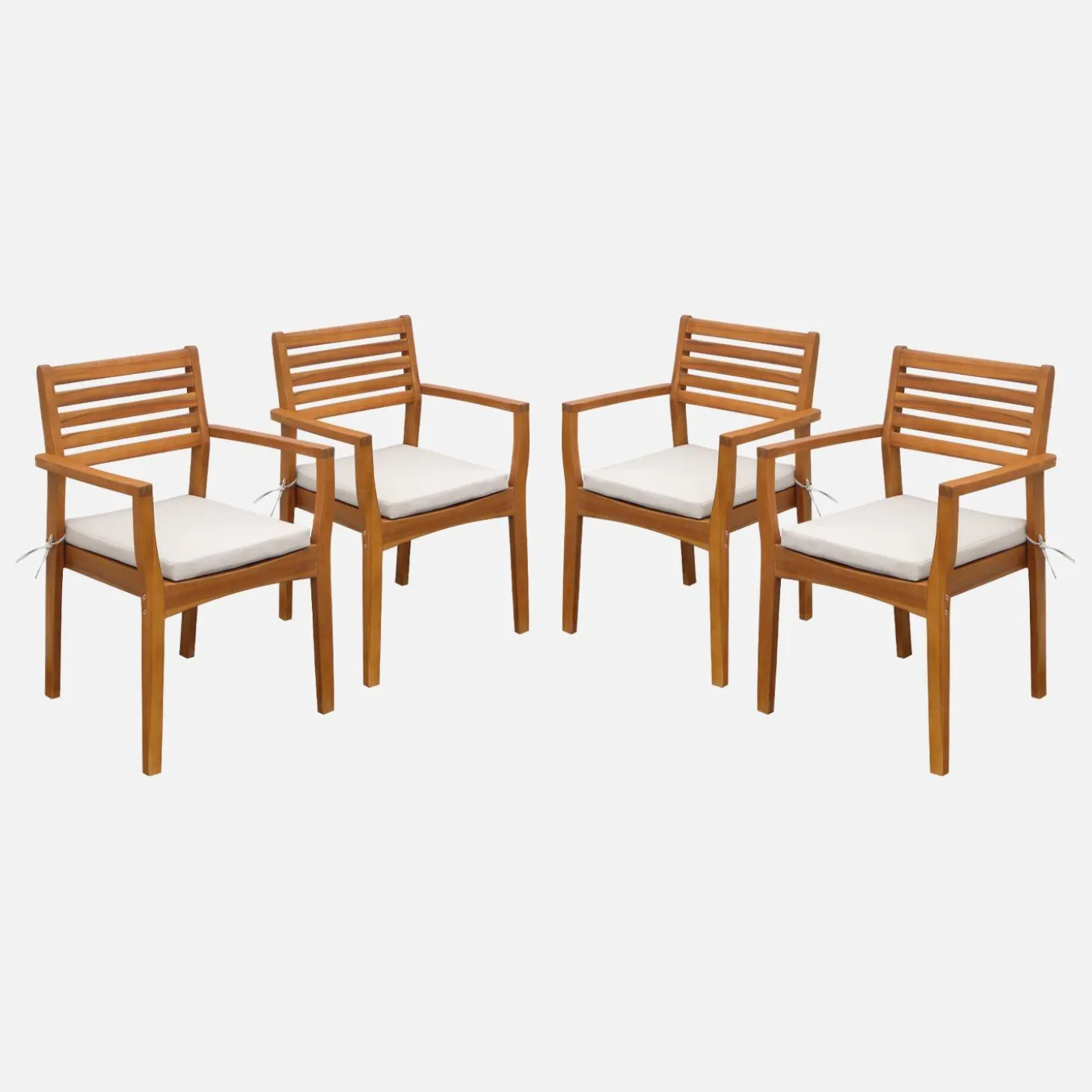Conjunto de 4 cadeiras de jardim em madeira de acácia