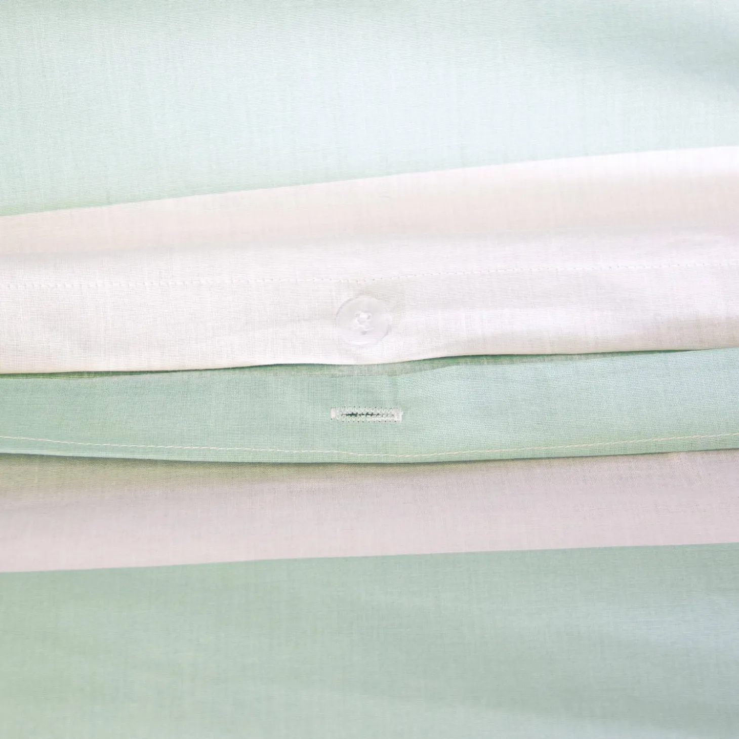 Conjunto de cama de algodão com estampas de listras para 2 lugares, branco e verde