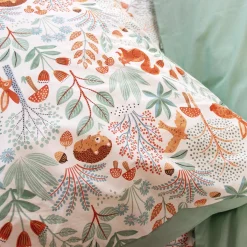 Conjunto de cama de algodão reversível estampado outono, 1 lugar