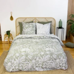 Conjunto de cama reversível com estampa vegetal para 2 lugares