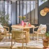 Conjunto de jantar interior/exterior com mesa em madeira de acácia com 4 cadeiras