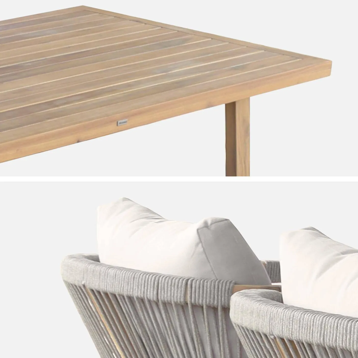 Conjunto de jardim com mesa alta em madeira de acácia com 4 cadeiras