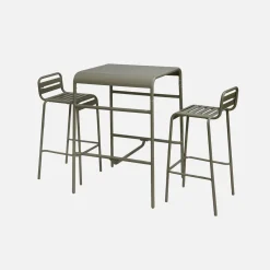 Conjunto de jardim com mesa alta e 2 cadeiras altas em aço