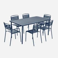 Conjunto de jardim com mesa bistrô de 160cm em aço com 2 poltronas e 4 cadeiras