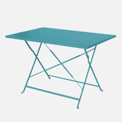 Conjunto de jardim com mesa bistrô dobrável de 110cm em aço com 4 cadeiras
