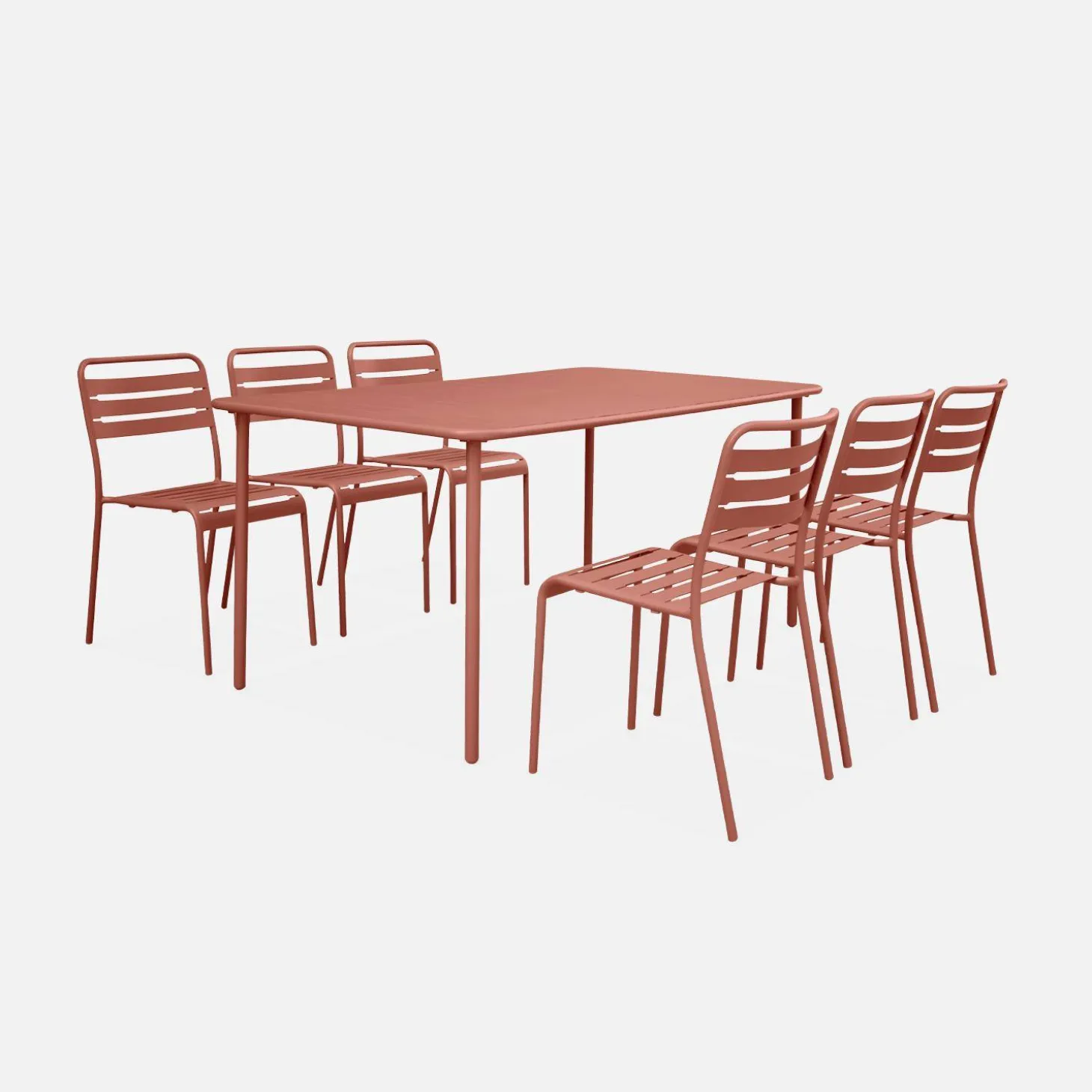 Conjunto de jardim com mesa bistrô de 160cm em aço com 6 cadeiras