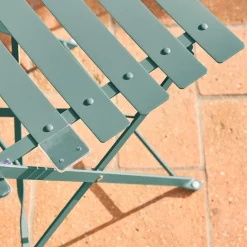 Conjunto de jardim com mesa bistrô dobrável em aço com 2 cadeiras, ø60cm