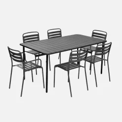 Conjunto de jardim com mesa bistrô de 160cm em aço com 2 poltronas e 4 cadeiras