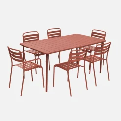 Conjunto de jardim com mesa bistrô de 160cm em aço com 2 poltronas e 4 cadeiras