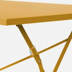 Conjunto de jardim com mesa bistrô dobrável de 110cm em aço com 4 cadeiras