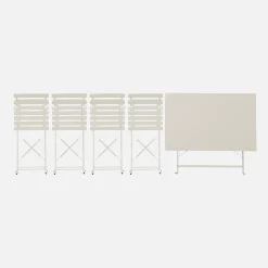 Conjunto de jardim com mesa bistrô dobrável de 110cm em aço com 4 cadeiras