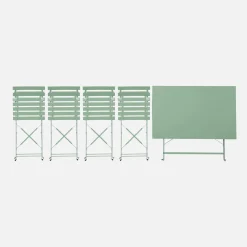 Conjunto de jardim com mesa bistrô dobrável de 110cm em aço com 4 cadeiras