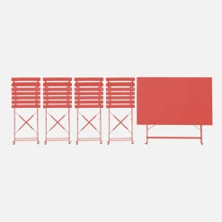 Conjunto de jardim com mesa bistrô dobrável de 110cm em aço com 4 cadeiras