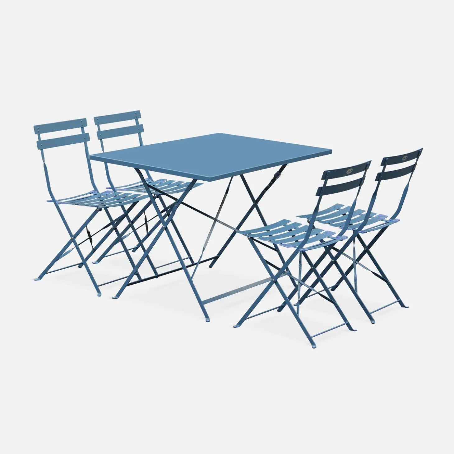 Conjunto de jardim com mesa bistrô dobrável de 110cm em aço com 4 cadeiras