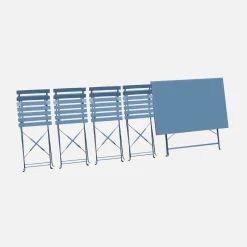 Conjunto de jardim com mesa bistrô dobrável de 110cm em aço com 4 cadeiras