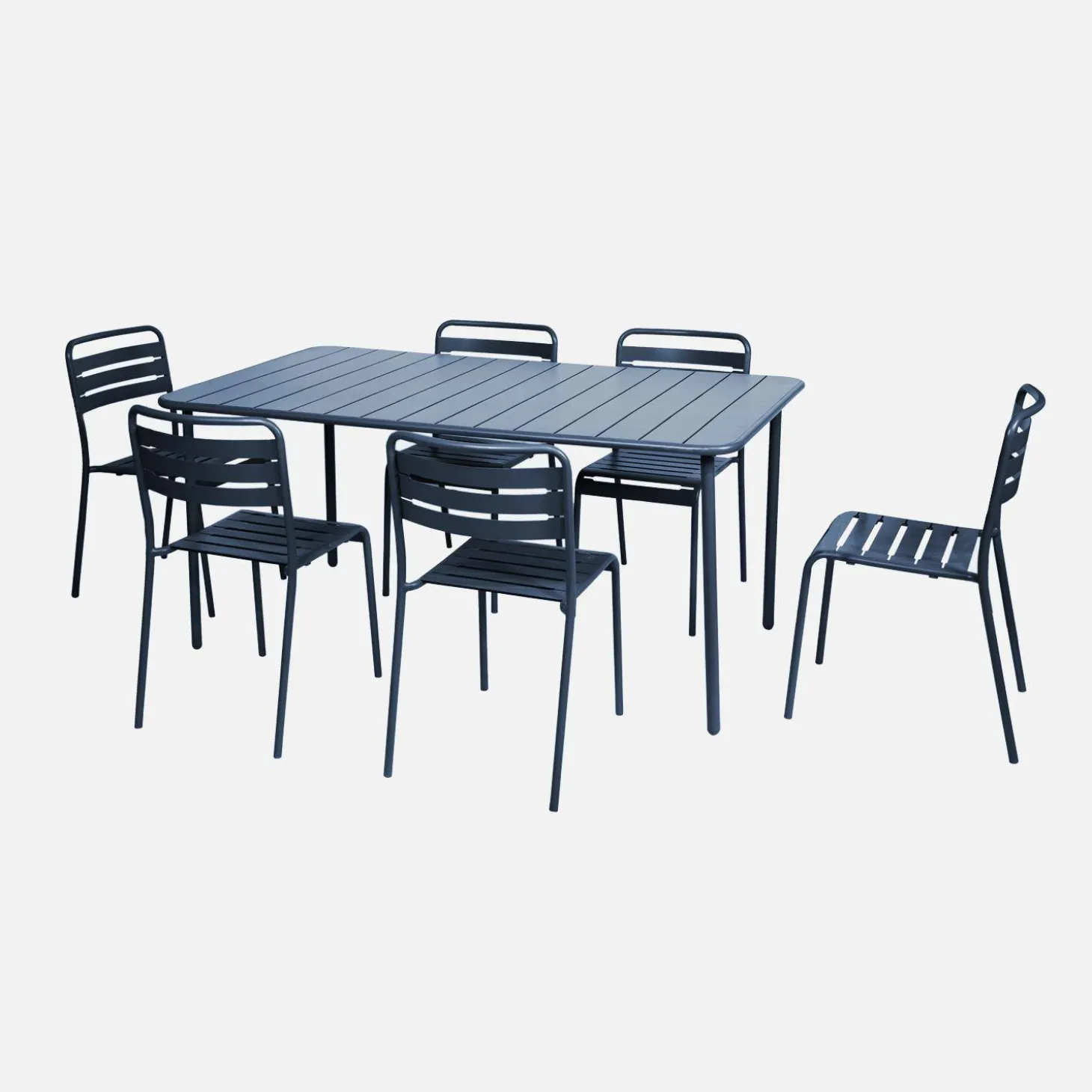 Conjunto de jardim com mesa bistrô de 160cm em aço com 6 cadeiras