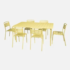 Conjunto de jardim com mesa bistrô de 160cm em aço com 6 cadeiras