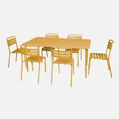 Conjunto de jardim com mesa bistrô de 160cm em aço com 6 cadeiras