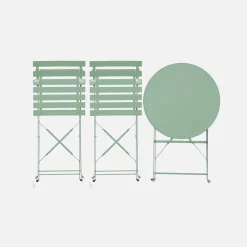 Conjunto de jardim com mesa bistrô dobrável em aço com 2 cadeiras, ø60cm