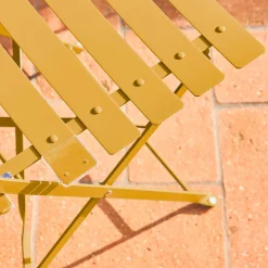 Conjunto de jardim com mesa bistrô dobrável em aço com 2 cadeiras, ø60cm