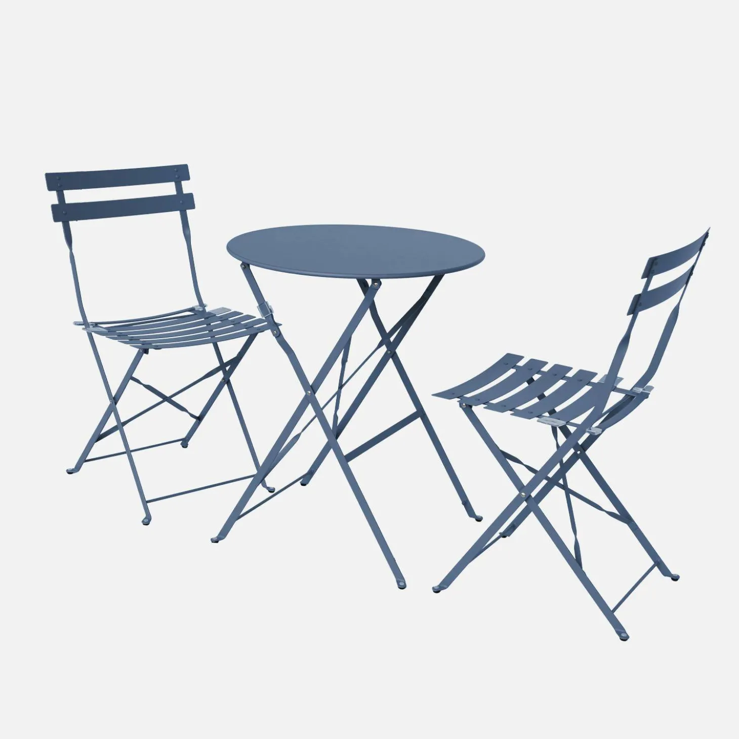 Conjunto de jardim com mesa bistrô dobrável em aço com 2 cadeiras, ø60cm