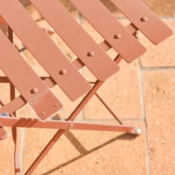 Conjunto de jardim com mesa bistrô dobrável em aço com 2 cadeiras, ø60cm