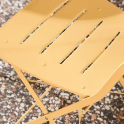 Conjunto de jardim com mesa bistrô dobrável redonda de aço com 2 cadeiras- Balconea