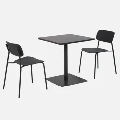 Conjunto de jardim com mesa bistrô quadrada de aço com 2 cadeiras