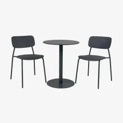 Conjunto de jardim com mesa bistrô redonda de aço com 2 cadeiras
