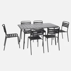 Conjunto de jardim com mesa bistrô dobrável em aço com 6 cadeiras, 140cm