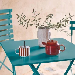 Conjunto de jardim com mesa bistrô dobrável em aço com 2 cadeiras, 70cm