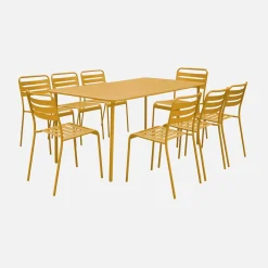 Conjunto de jardim com mesa bistrô de 160cm em aço com 8 cadeiras