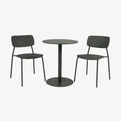 Conjunto de jardim com mesa bistrô redonda de aço com 2 cadeiras