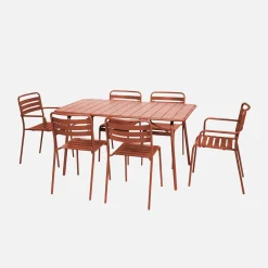 Conjunto de jardim com mesa bistrô dobrável em aço com 6 cadeiras, 140cm