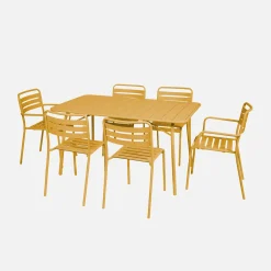 Conjunto de jardim com mesa bistrô dobrável em aço com 6 cadeiras, 140cm