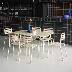 Conjunto de jardim com mesa bistrô dobrável em aço com 6 cadeiras, 140cm